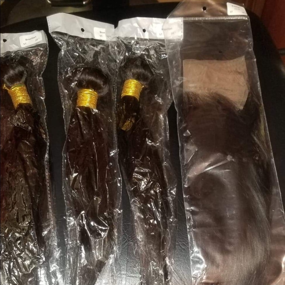 Natural color straight Brazilian bundles